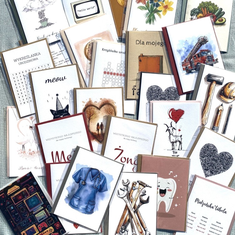 Kartki okolicznościowe hurt -25szt różnych kart